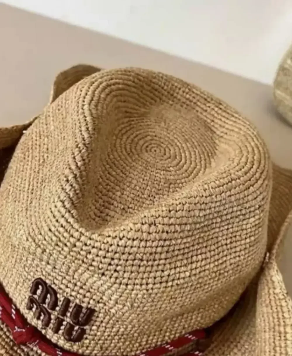 Miu Miu Summer Straw Hat Embroidered Logo